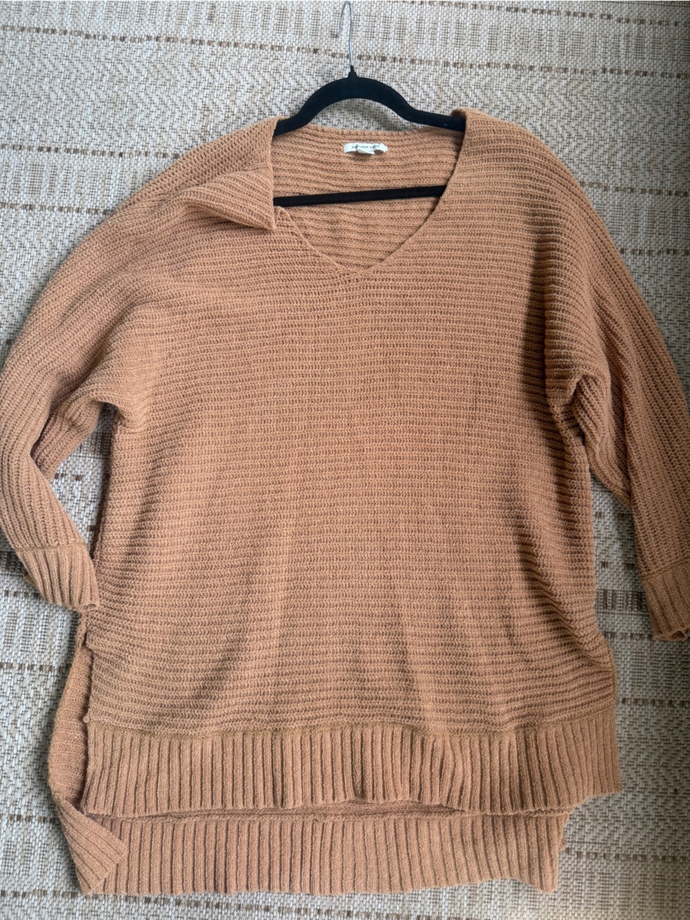 American Eagle Outfitters Chunky V-Neck Sweater in Mustard